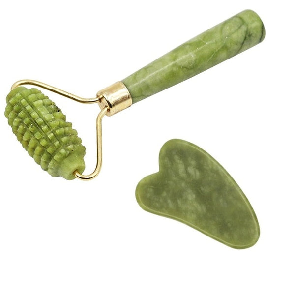 Facial Massage Roller Guasha Board Double Heads Jade Stone Face Lift Body Skin Relaxation Slimming Beauty Neck Thin Lift